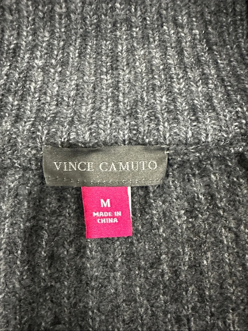 Women’s Charcoal Gray Half-Zip Ribbed Sweater, Size M